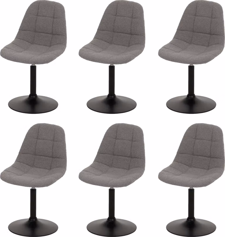 Set di 6 sedie da pranzo | A x L x P 83 x 47 x 43 cm | Altezza seduta 47 cm | Acciaio Tessuto/bouclé | Grigio | Sedia da cucina Sedia girevole
