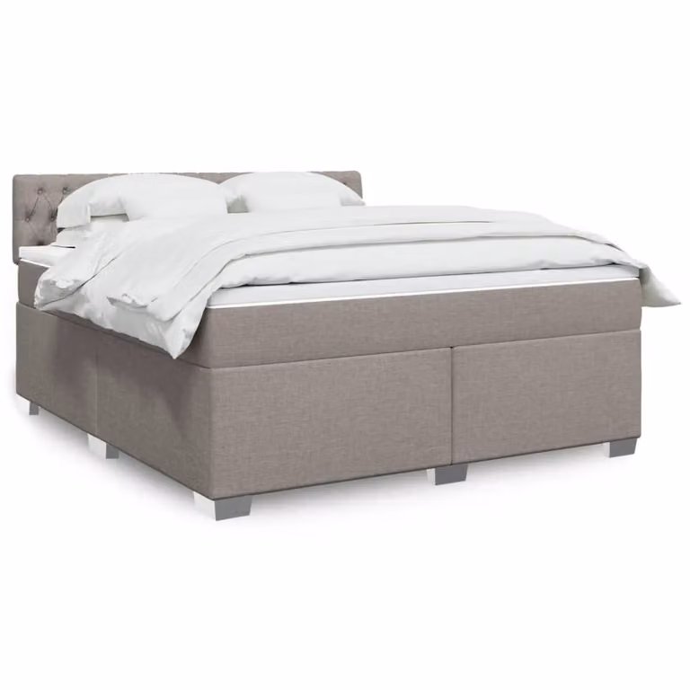 vidaXL Giroletto a Molle con Materasso Ibrido in Tessuto Tortora L/P/H: 180 x 200 cm