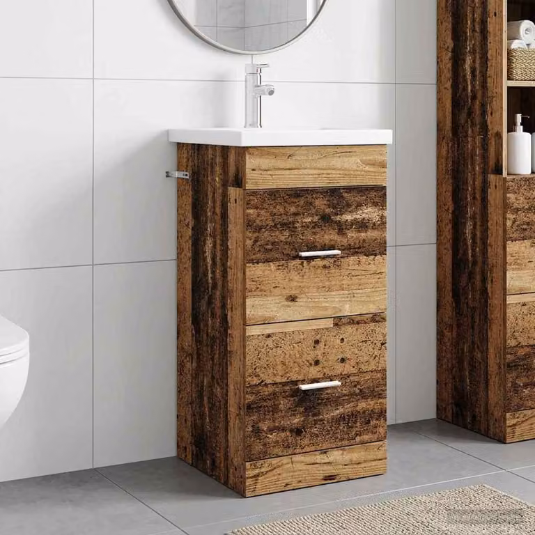 Mobile da bagno con lavabo vidaXL in legno color marrone antico L: 42 cm, P: 40 cm, H: 84,5 cm