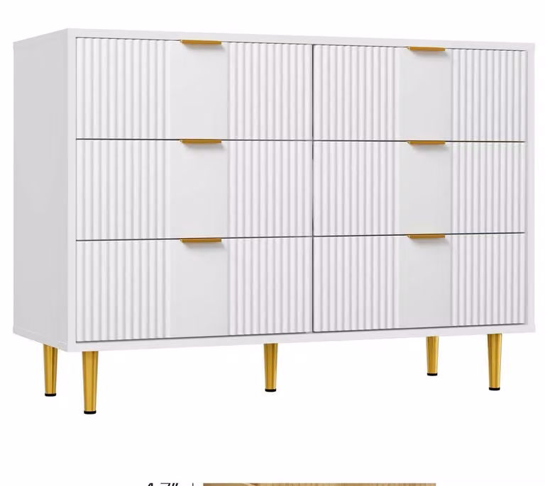 Comodino con 6 cassetti, dimensioni 100 x 40 x 75 cm, colore bianco