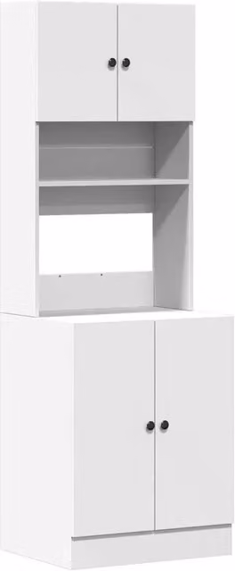 Mobile da cucina moderno HELLOSHOP26 in legno composito bianco opaco con ante e cassetti L/P/H: 60 x 50 x 180 cm