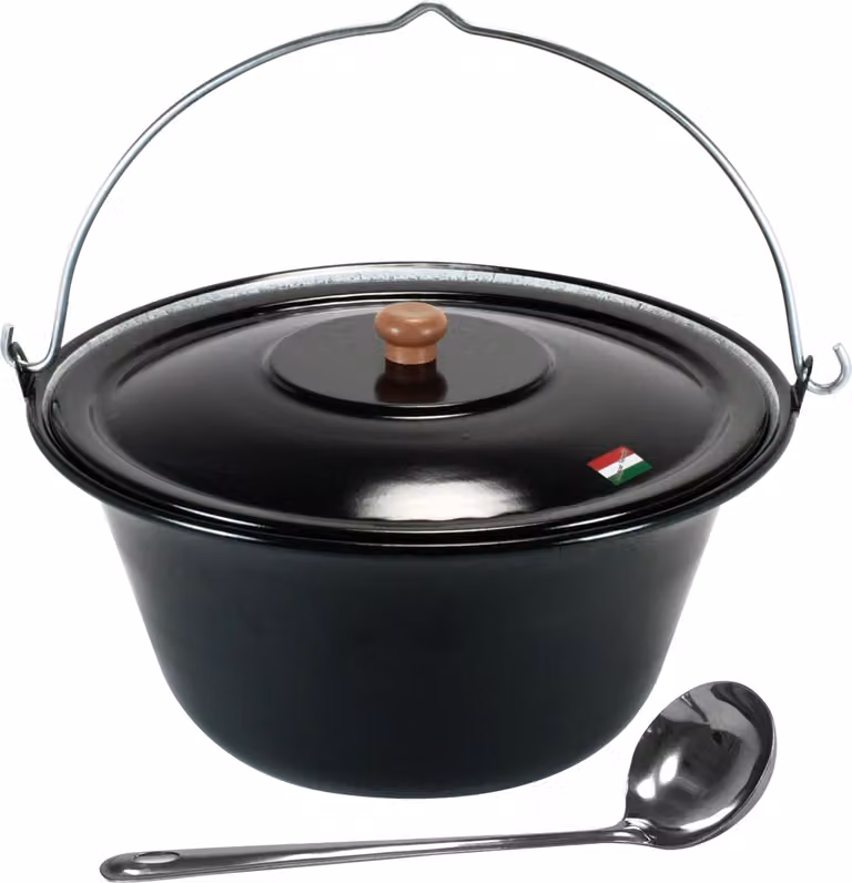 Bollitore per gulasch da 10 litri smaltato con coperchio e mestolo by Grillplanet