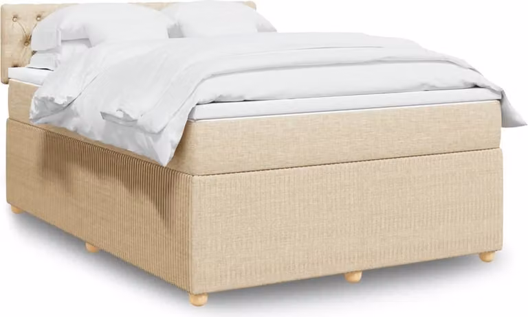 Maison Exclusive - Letto boxspring con materasso Crema 140x200 cm Tessuto