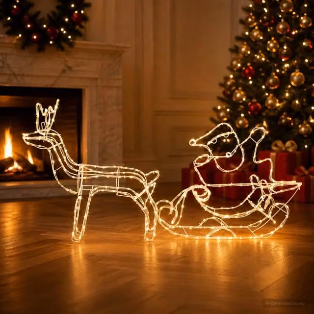 Decorazione natalizia con renna e slitta LOVIISA 320 LED 42053460