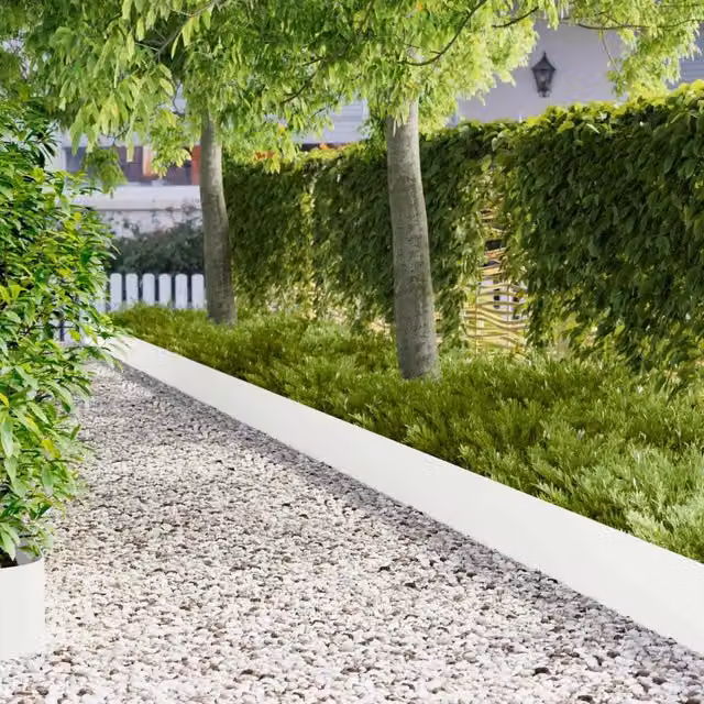 Bordura per Prato 30 pz 100 x 18 cm Acciaio Bianco 8008838