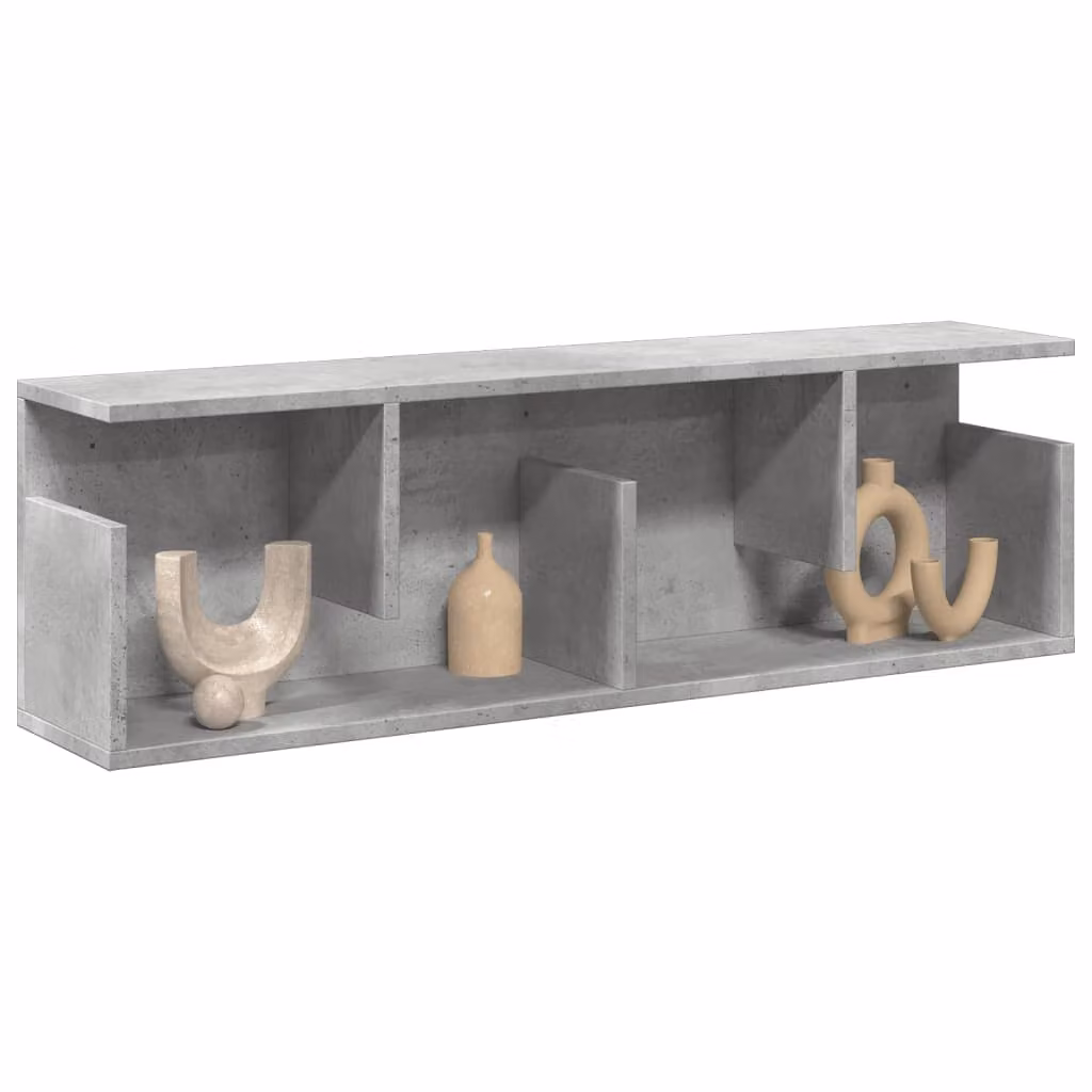 Mobile a parete vidaXL in legno multistrato e MDF, Grigio Cemento, L 100 x P 30 x H 20 cm