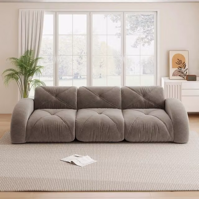 Divano modulare MIVRAY in tessuto beige o grigio con schiuma per il tuo soggiorno moderno