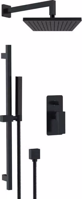 Set doccia a incasso Remer serie Absolute con colonna rigida e doccetta, nero opaco – 1