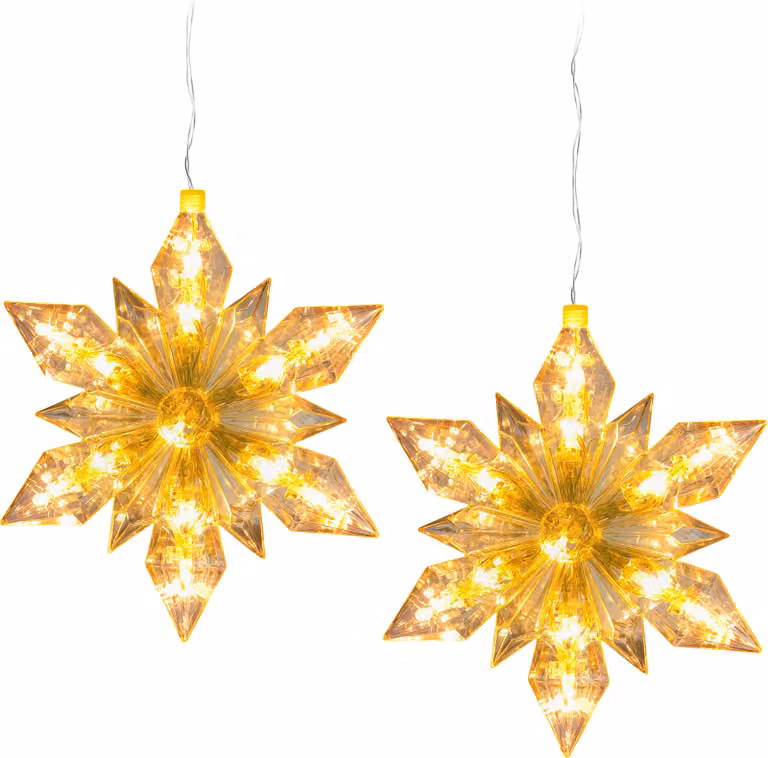 3.11 stelle di Natale set di 2 - 25 LED bianco caldo ciascuna / circa 23,5 x 23,5 cm ciascuna - stella per interni con timer