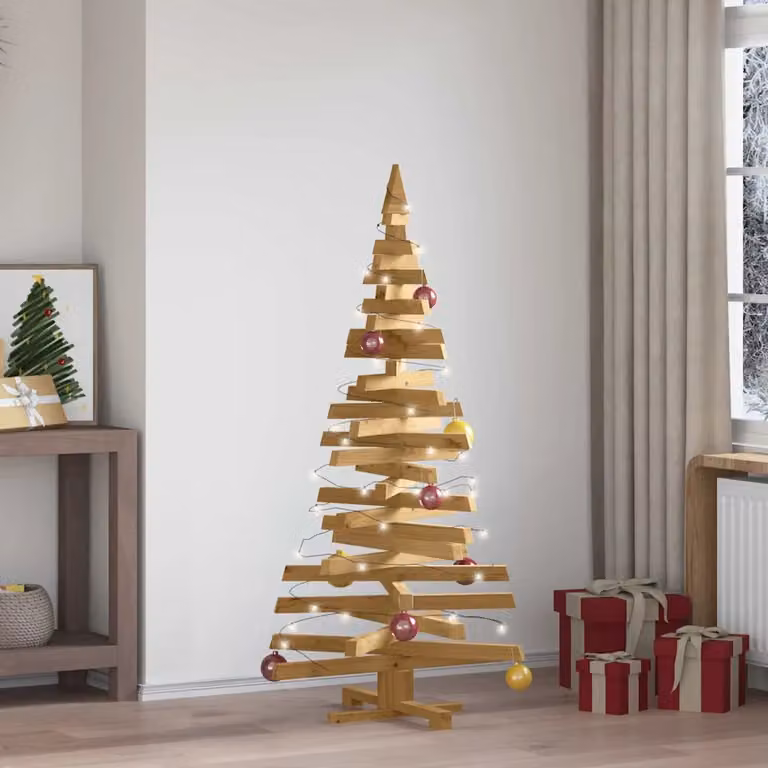 Albero di Natale vidaXL in legno di pino massello, Marrone, Altezza: 150 cm