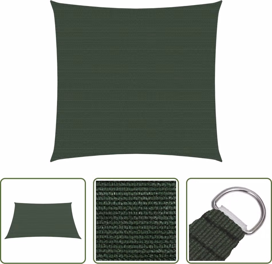 The Living Store Tenda da sole 160 g/m² Verde scuro 2,5x2,5 m HDPE