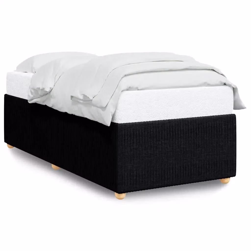 Giroletto VIDAXL in tessuto nero con doghe in legno, L 90 cm x P 190 cm – 2