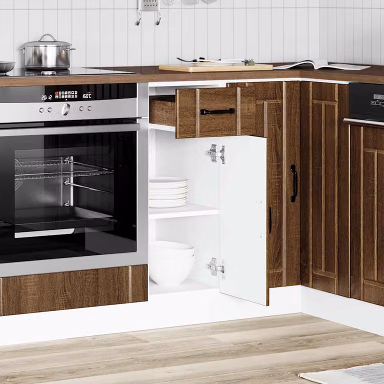 Base da cucina moderna vidaXL Lucca Rovere Marrone in legno e MDF con ante a battente L/P/H: 81.5 x 46.0 x 30.0 cm