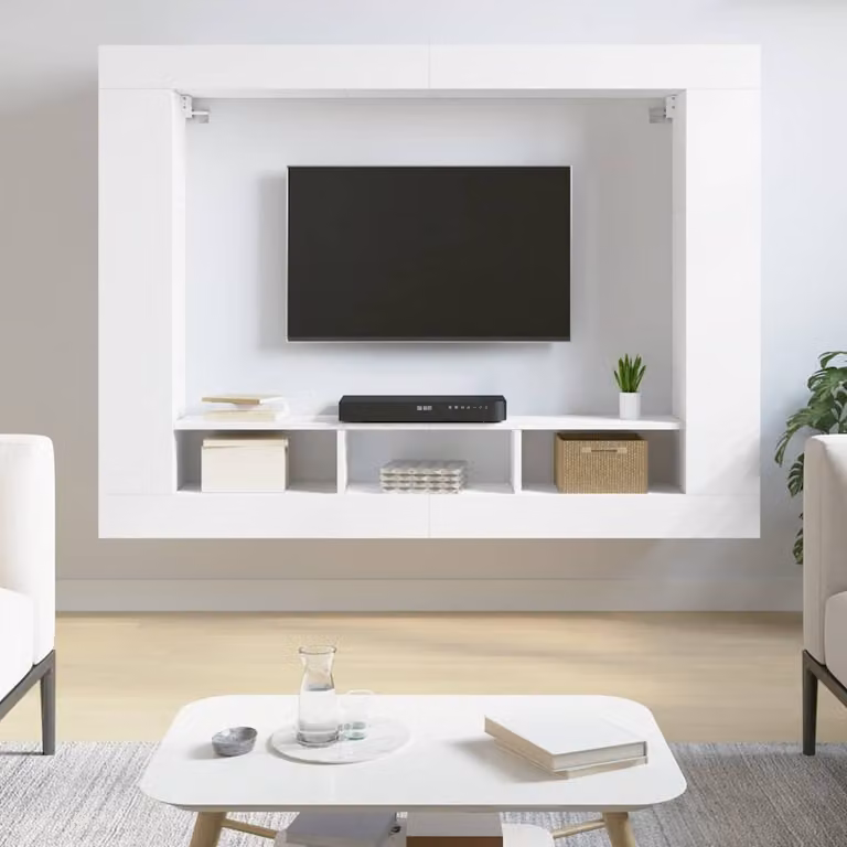 vidaXL Mobile Porta TV Moderno Bianco in Legno e MDF L: 152 cm, P: 22 cm, H: 113 cm