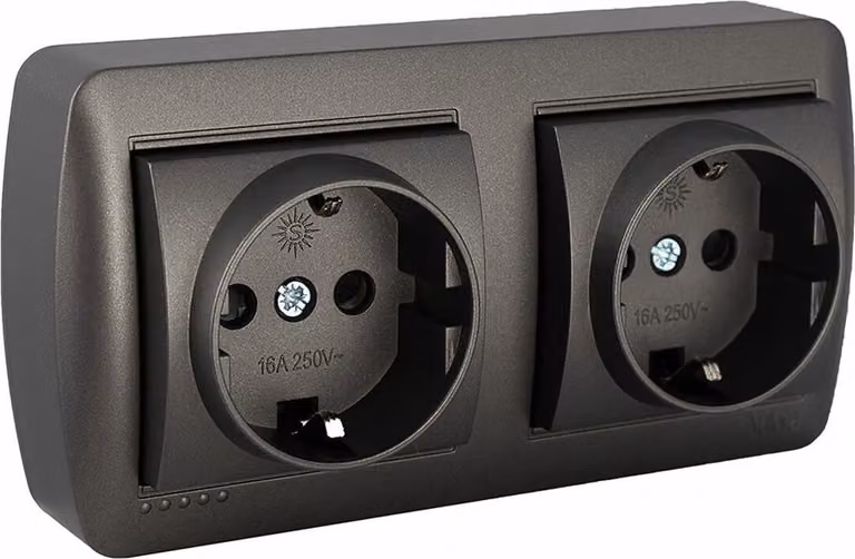 Base de enchufe Solera Mural 2p+t Grafito 16 A 250 V Doble
