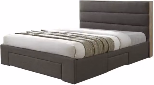 Letto OTTAWA – 160x200 cm colore grigio e rovere con cassetti e rete inclusa