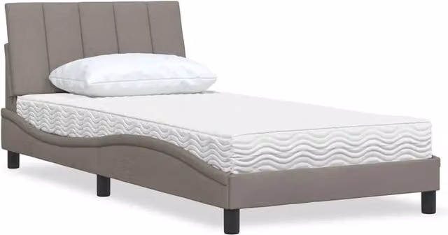 Letto con Materasso Hanko vidaXL in Tessuto Beige e Bianco L/P: 100 x 200 cm