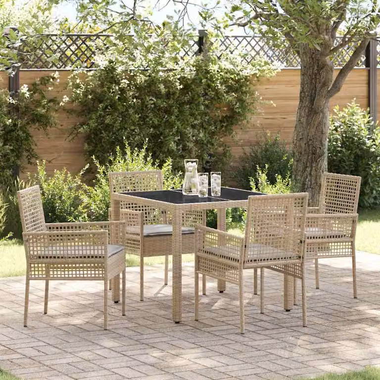 Maison Exclusive - Set da Pranzo per Giardino 5 pcs Beige polyrattan
