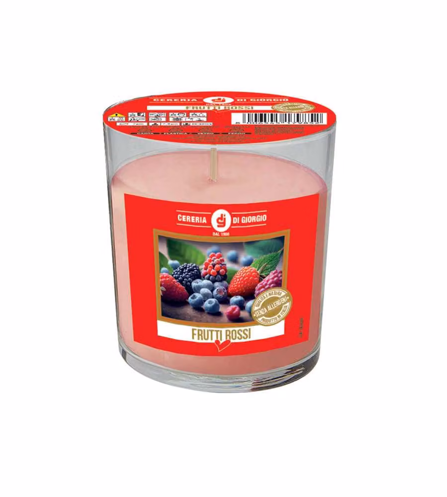 Cereria di Giorgio - Candela profumata in bicchiere 7x8 cm Frutti Rossi - Bianco