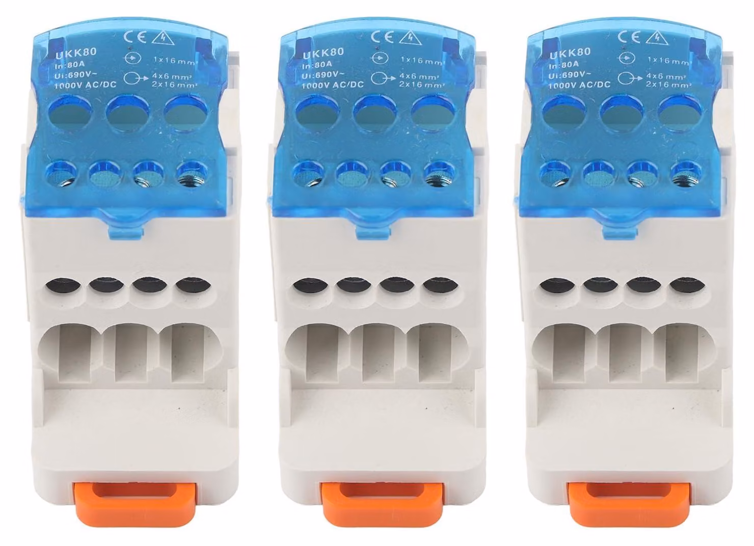 Blocchi di connessione per montaggio su guida DIN, scatola di derivazione, scatola di collegamento, alimentatore universale, connettori per cavi elettrici per quadri elettrici (3 pezzi)