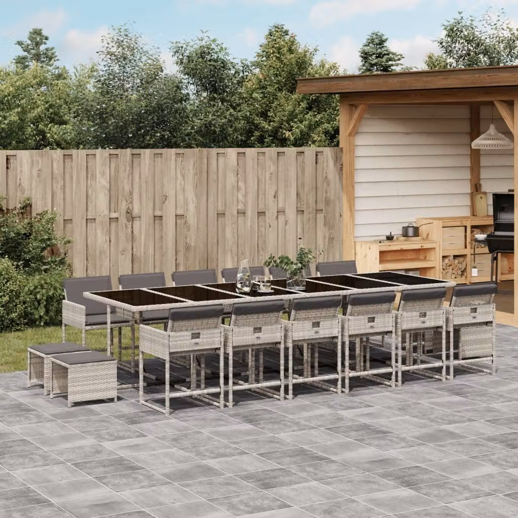 Maison Exclusive - Set da Pranzo da Giardino 17pz con Cuscini Grigio in Polyrattan