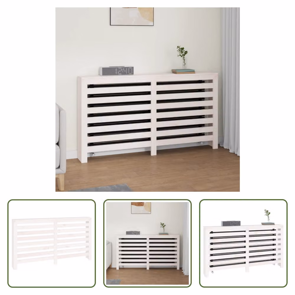 The Living Store Rivestimento per radiatori bianco 153x19x84 cm in legno di pino massiccio