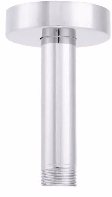 Braccio doccia in acciaio inossidabile - Lunghezza 10 cm - Giunto orientabile - Finitura cromata - Completo di copri-tubo decorativo - Miscelatore per doccia