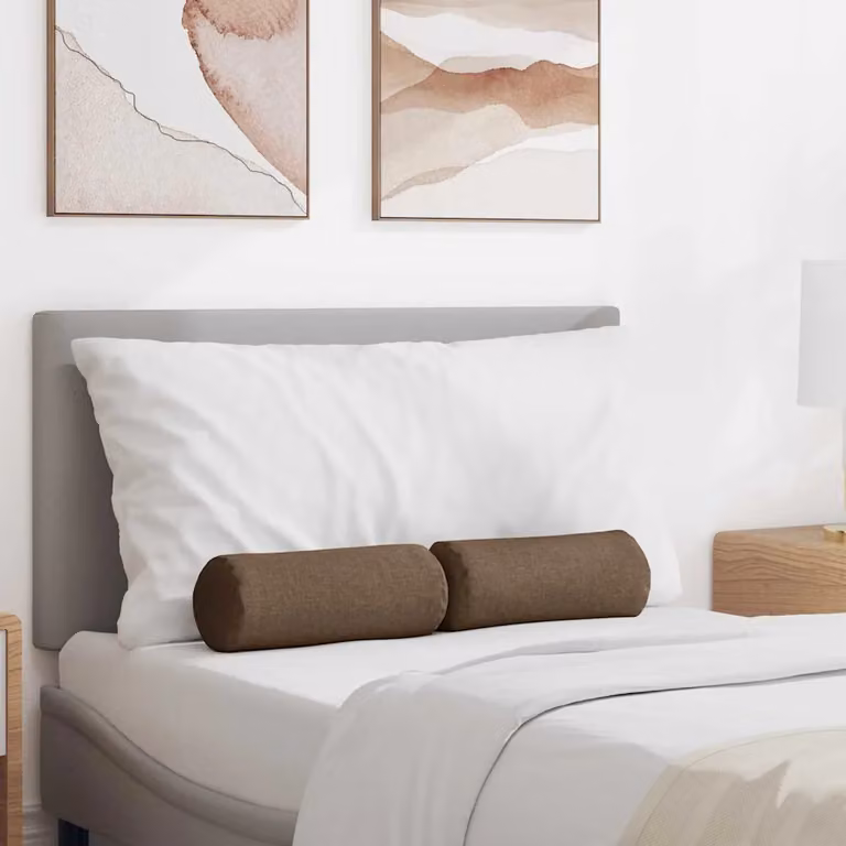 Set di 2 cuscini a rullo vidaXL in tessuto marrone, lavabili e con rivestimento rimovibile, Ø 15 x 40 cm