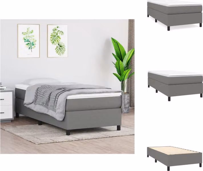 vidaXL Letto a molle insacchettate grigio scuro 90x190 cm in tessuto - Letti e strutture letto