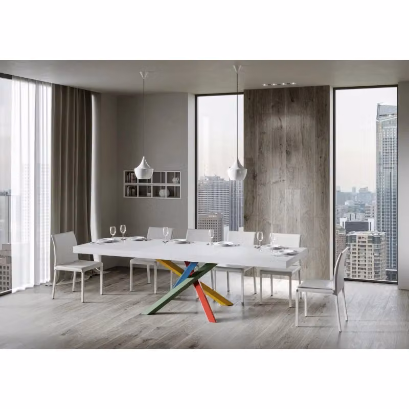 Tavolo allungabile Volantis Premium ITAMOBY Bianco Frassino con telaio in metallo L: 200-304 cm, P: 90 cm, H: 77 cm – 2