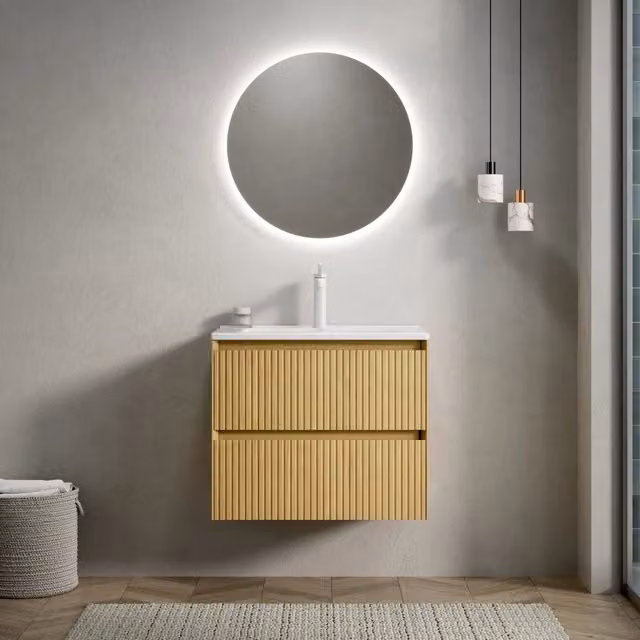 Mobile Bagno con Lavabo ¨C MINIMAL ¨C Legno, 2 Cassetti, 61 cm