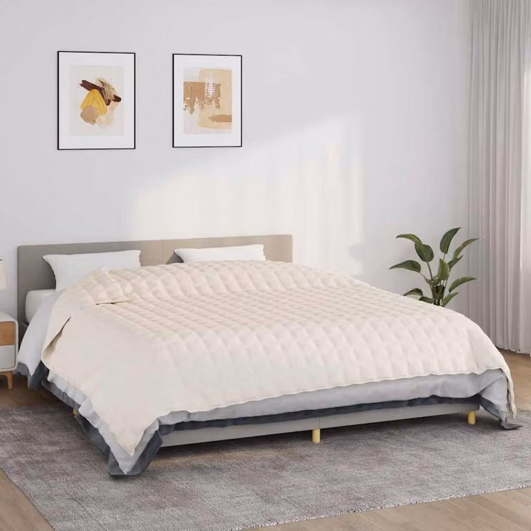 Coperta Ponderata vidaXL in Microfibra e Cotone, Beige, L 220 cm x P 260 cm, 11 kg