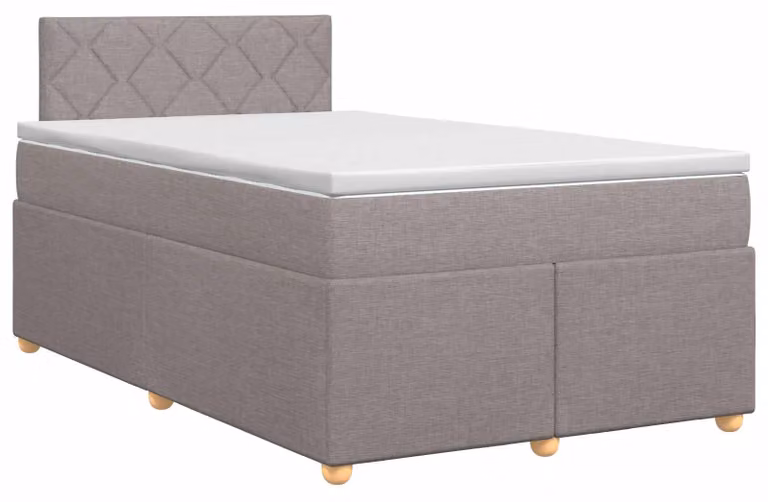 Letto a molle con materasso Taupe 120 x 190 cm in tessuto
