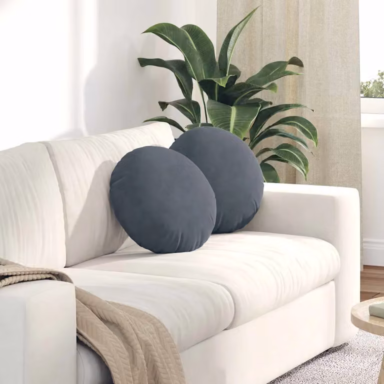 Set di 2 cuscini per seduta rotondi vidaXL in velluto, Grigio, Ø 40 x 13 cm
