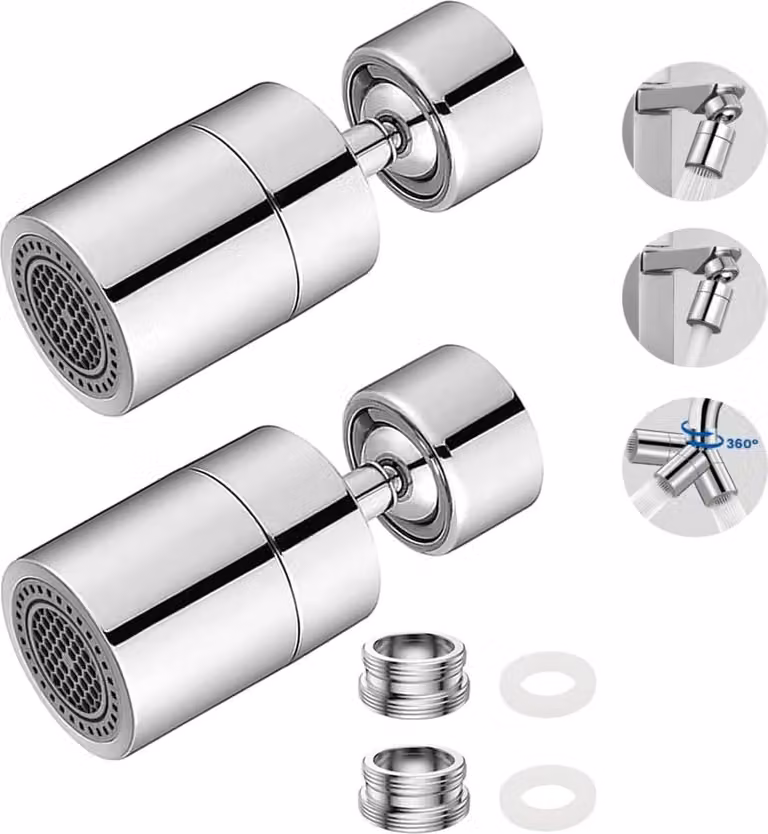 2 pezzi rubinetto attacco pezzo acqua rubinetto aeratore 360° rotante risparmio d'acqua cromo M22- M24 ottone rubinetto aeratore con 2-flusso doppia funzione per la cucina bagno