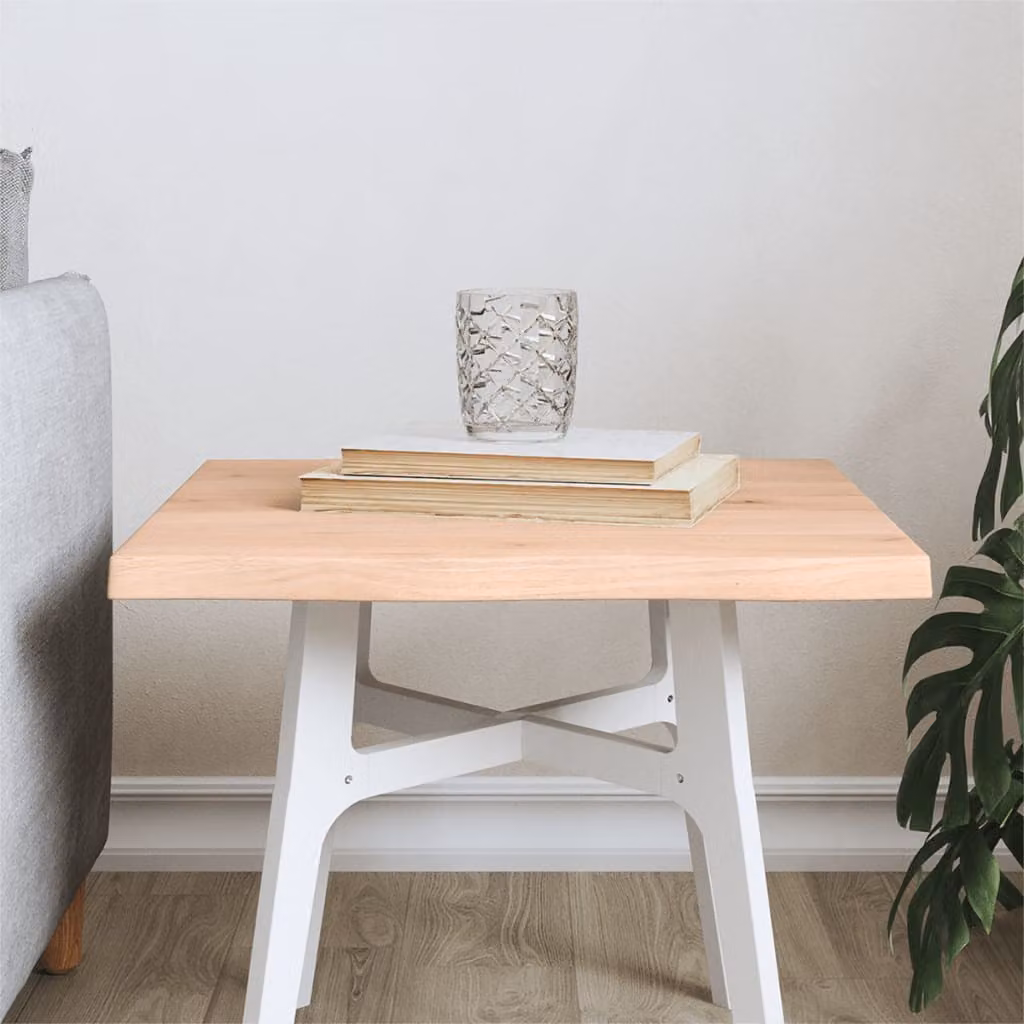 Piano per tavolo quadrato in legno di rovere non trattato con bordi vivi vidaXL, L/P/H: 40 x 40 x 2 cm, marrone