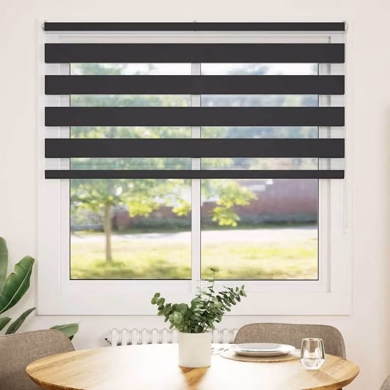 vidaXL Tenda a Rullo Zebra Nero Larghezza Tessuto 140,9 cm Poliestere
