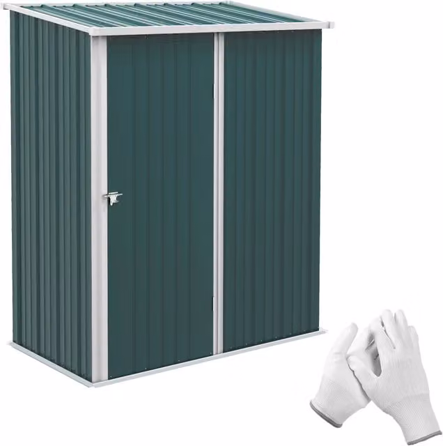 Casetta da Giardino 161,5x94,5x196 cm Porta Attrezzi con Catenaccio in Acciaio Verde