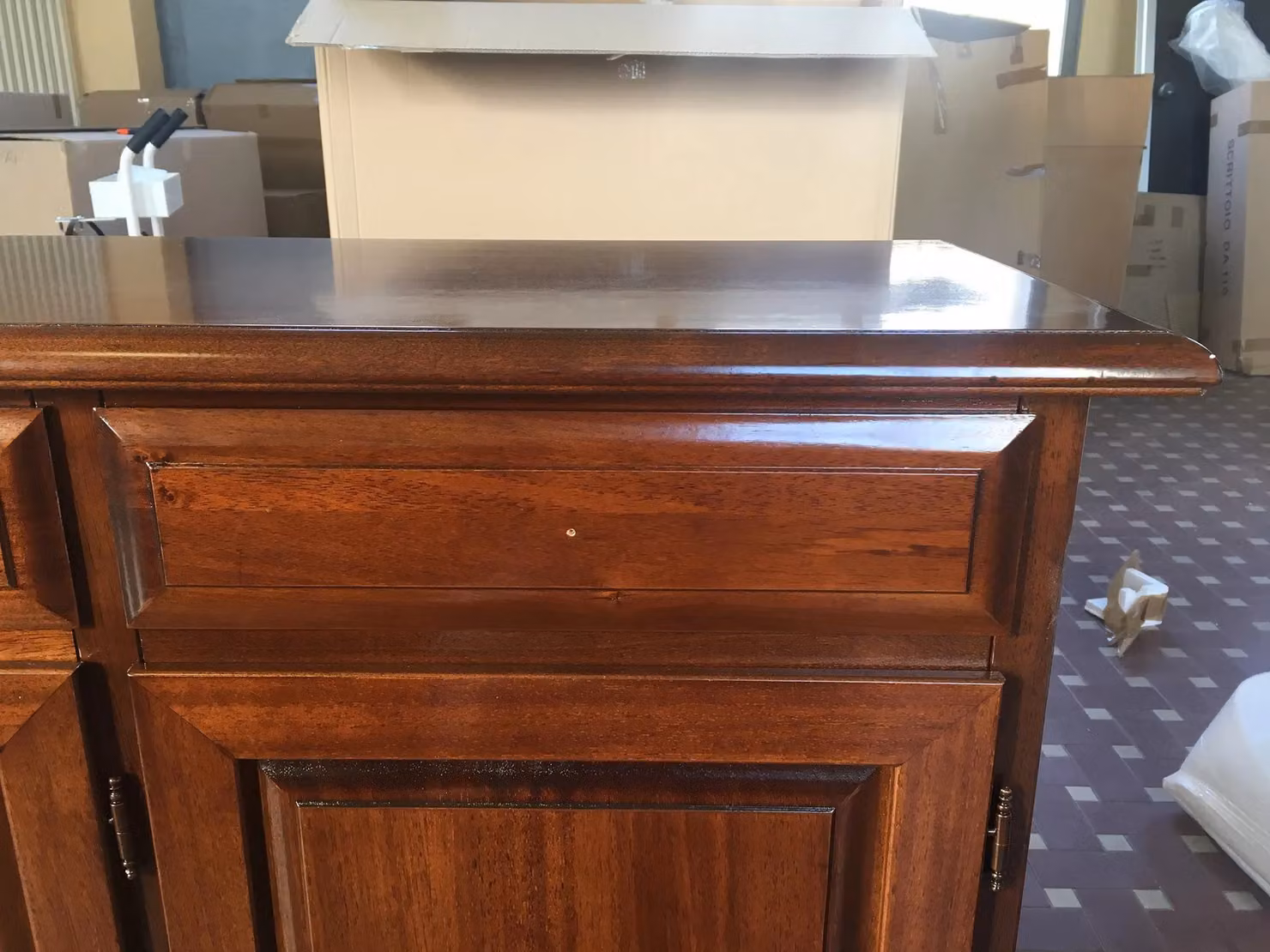 Madia credenza in legno stile arte povera Mobili 2G colore noce L: 156 cm, P: 42 cm, H: 85 cm – 2