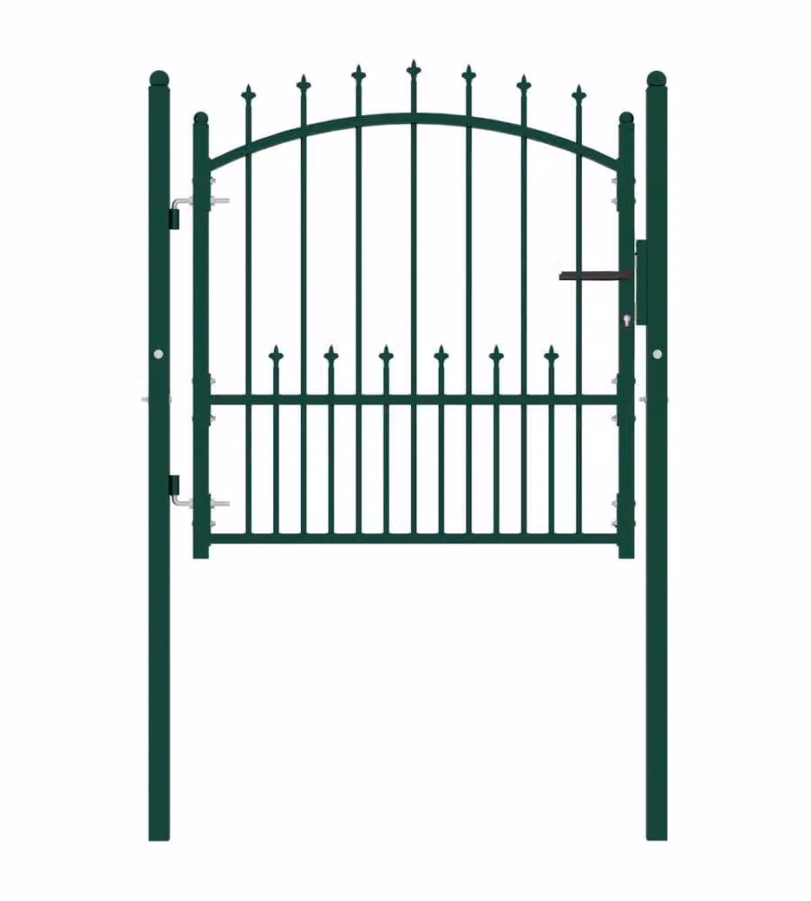 Cancello per Recinzione con Punte in Acciaio 100x100 cm Verde 146393