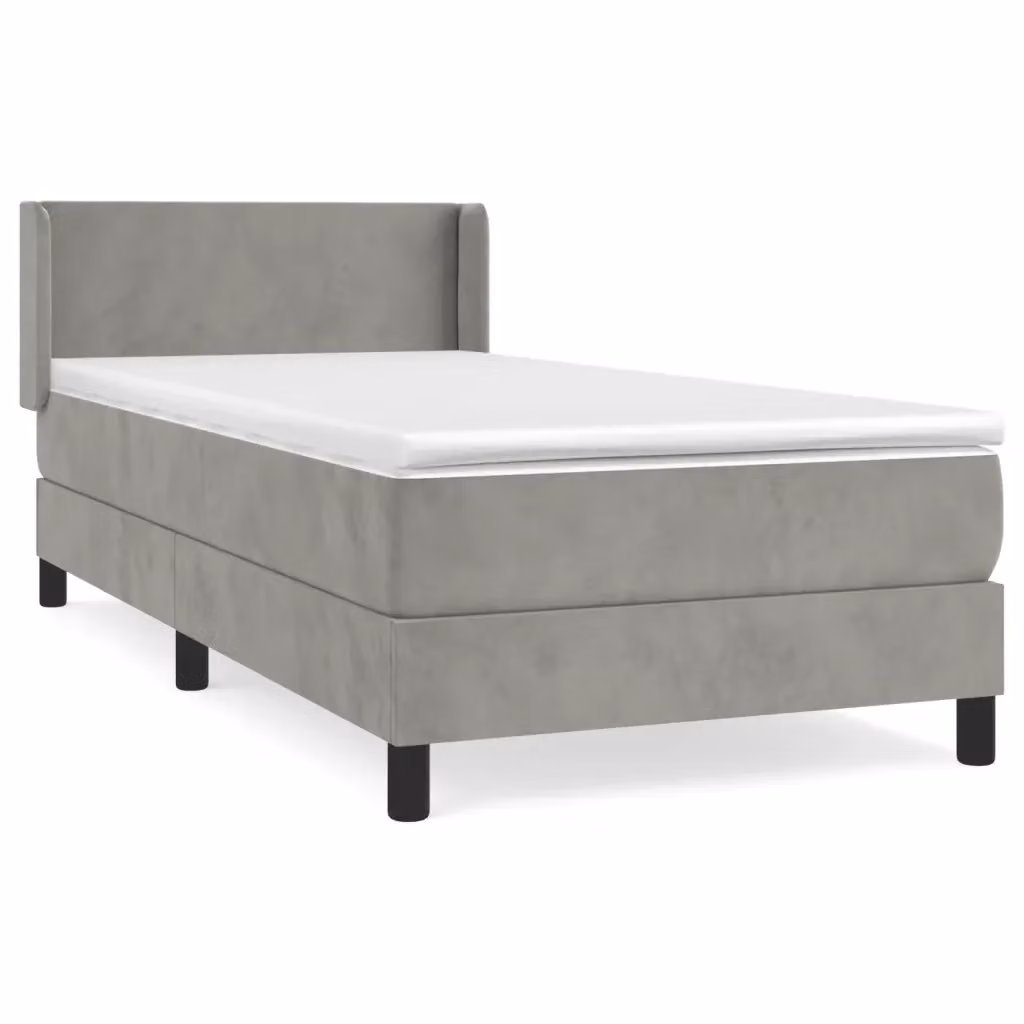 vidaXL Giroletto a Molle con Materasso Ibrido in Velluto Grigio e Bianco L/P/H: 200 x 80 x 83 cm – 2