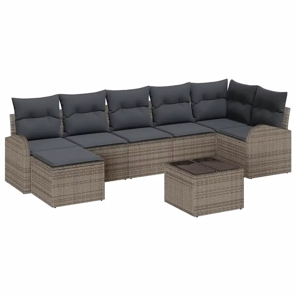 Set Divano da Giardino vidaXL 8 pz in Rattan Grigio con Cuscini e Tavolino – 2