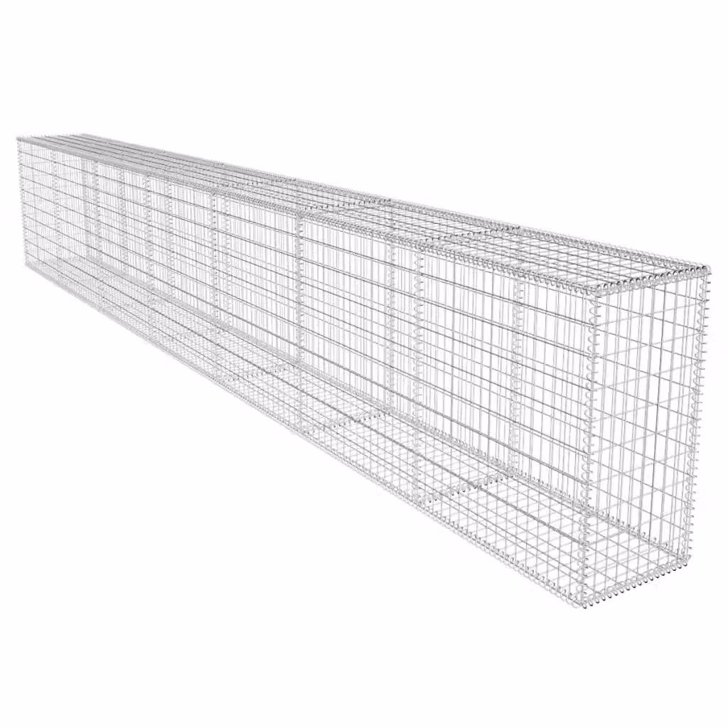 Gabbione con Copertura in Acciaio Zincato vidaXL Argento L/P/H: 600 x 50 x 100 cm – 2