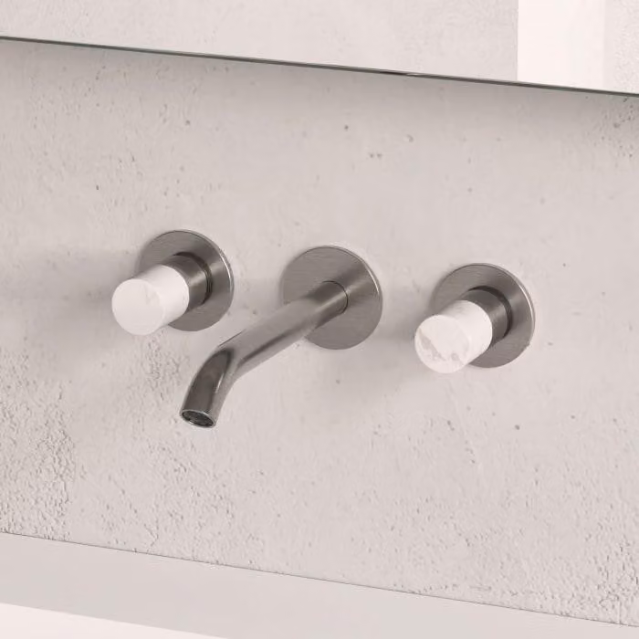 ALLUVION Minerva, miscelatore monocomando in acciaio inossidabile, da incasso, con 3 fori, per lavabo, altezza 190 mm, senza corpo valvola