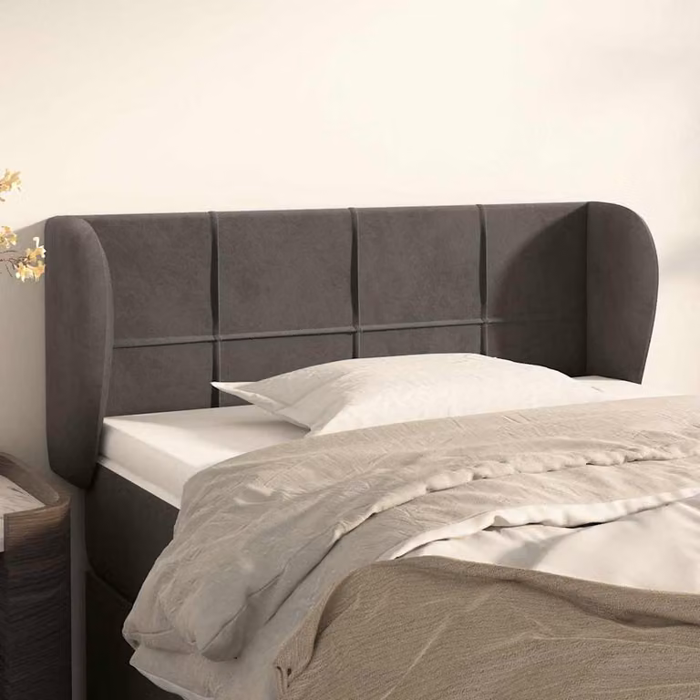 Testiera ad orecchio vidaXL in velluto grigio scuro L: 103 cm, P: 23 cm, H: 78-88 cm