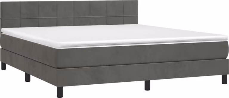 Giroletto a Molle con Materasso Grigio Scuro 160x200 cm Velluto