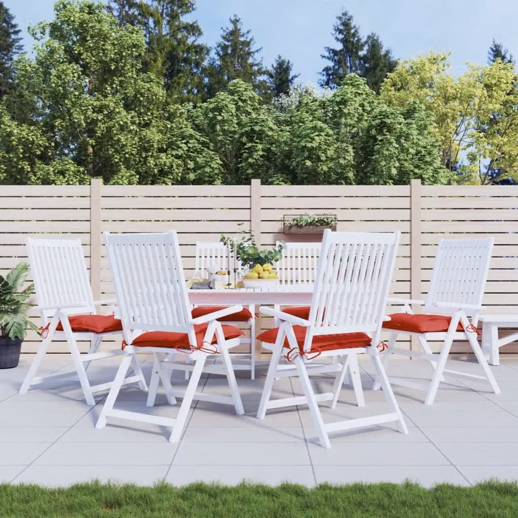 Set di 6 cuscini per pallet vidaXL rossi in tessuto Oxford idrorepellente e traspirante, L/P/H: 50 x 50 x 7 cm