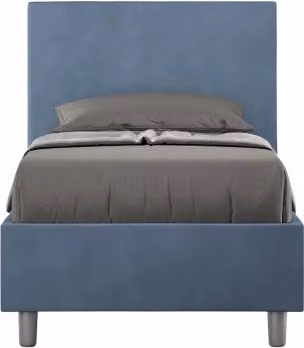 Letto imbottito Singolo 80x190 cm Adele - Contenitore,Microfibra,Blu