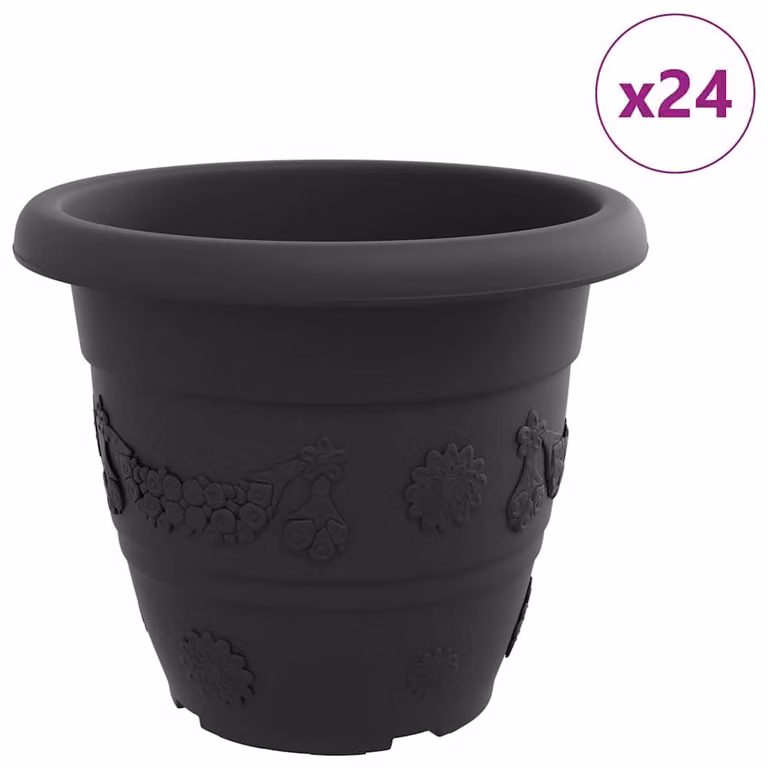 Vaso Rotondo per Fiori 24 pcs Nero Ø 39 x 32 cm Plastica