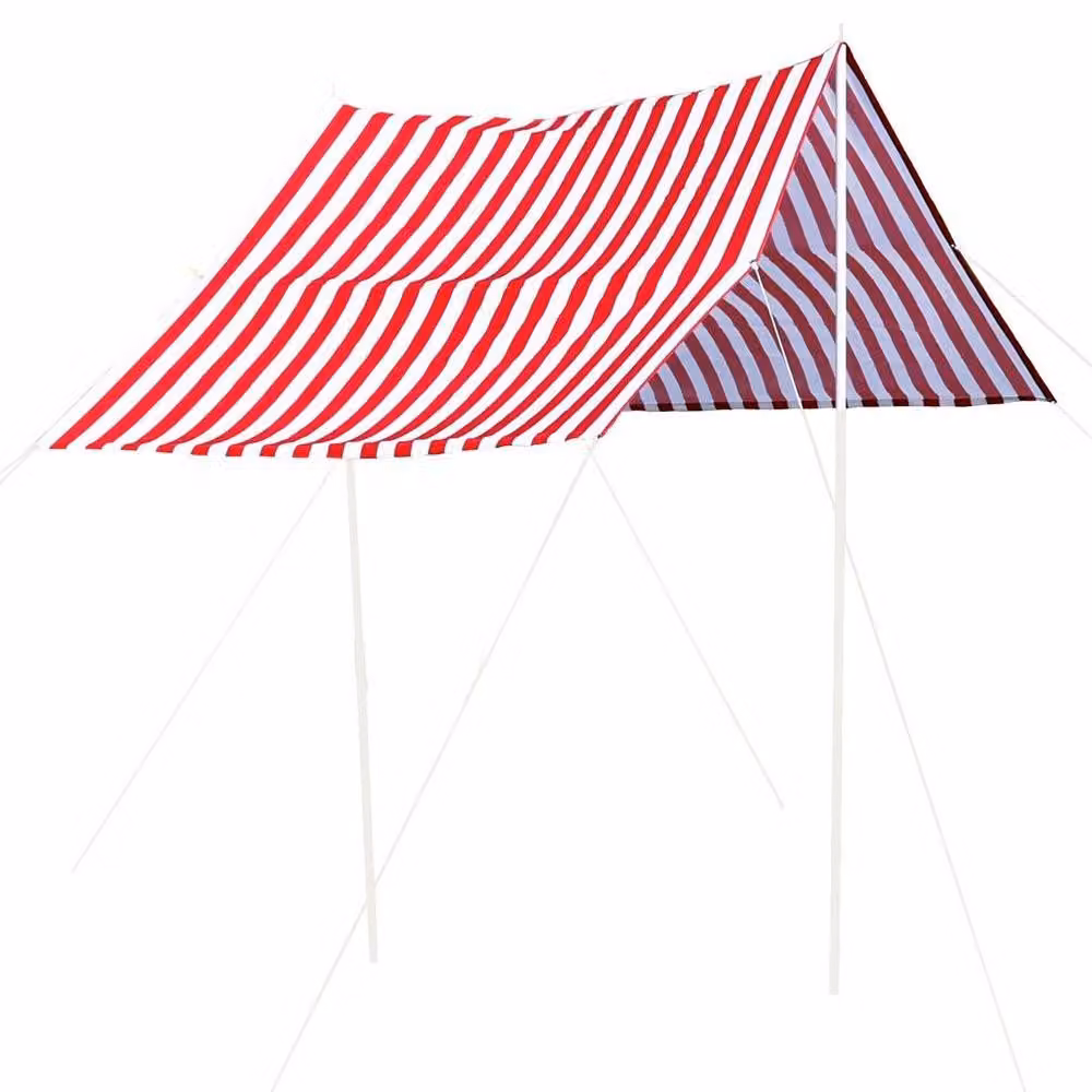 Tenda parasole da spiaggia - 165x297x170 cm - Protezione solare - Poliestere - Tenda da mare bianco-rossa